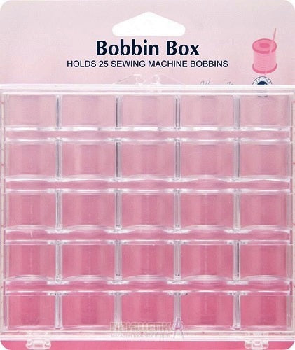 Dritz Bobbin Storage Box - Holds 32 Machine Bobbins - Plastic - Clear Lid 