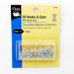Dritz 14 Black Hooks & Eyes, Size 0 - Cutex Sewing Supplies